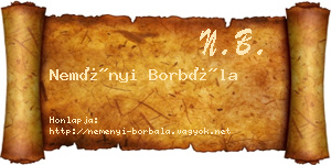 Neményi Borbála névjegykártya